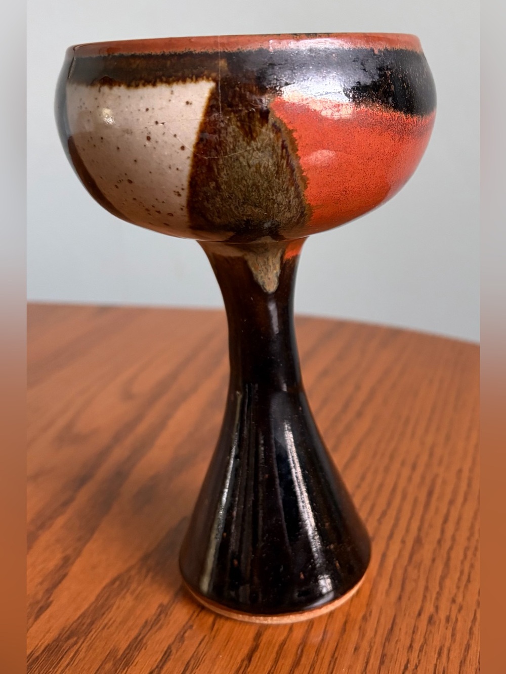 Vintage stoneware wine goblet